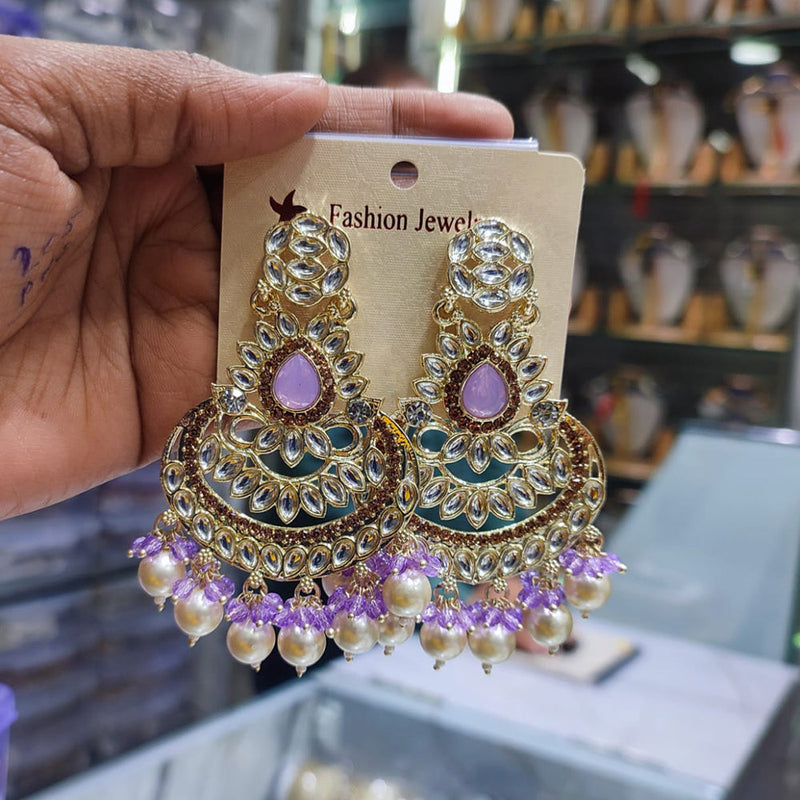 Lucentarts Jewellery Gold Plated Kundan Dangler Earrings