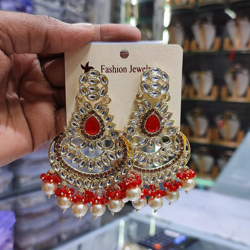 Lucentarts Jewellery Gold Plated Kundan Dangler Earrings