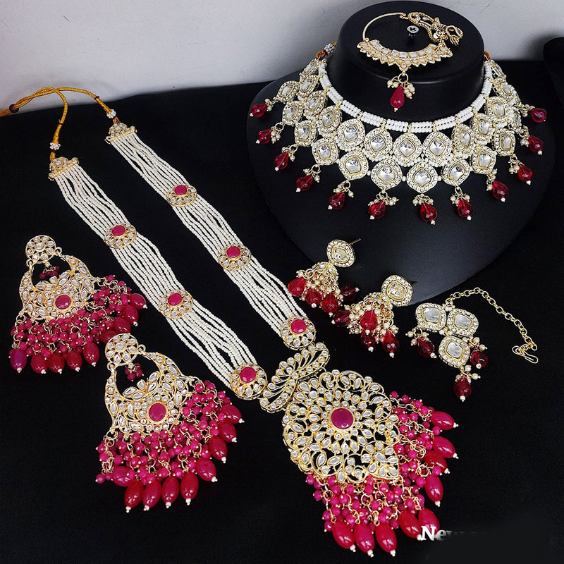 Lucentarts Jewellery Gold Plated Kundan Semi Bridal Set