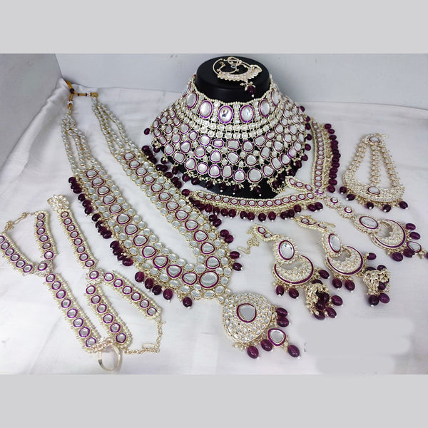Lucentarts Jewellery Gold Plated Kundan Stone Bridal Necklace Set