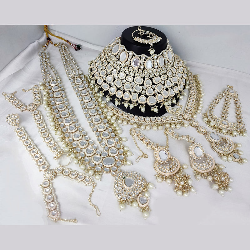 Lucentarts Jewellery Gold Plated Kundan Stone Bridal Necklace Set