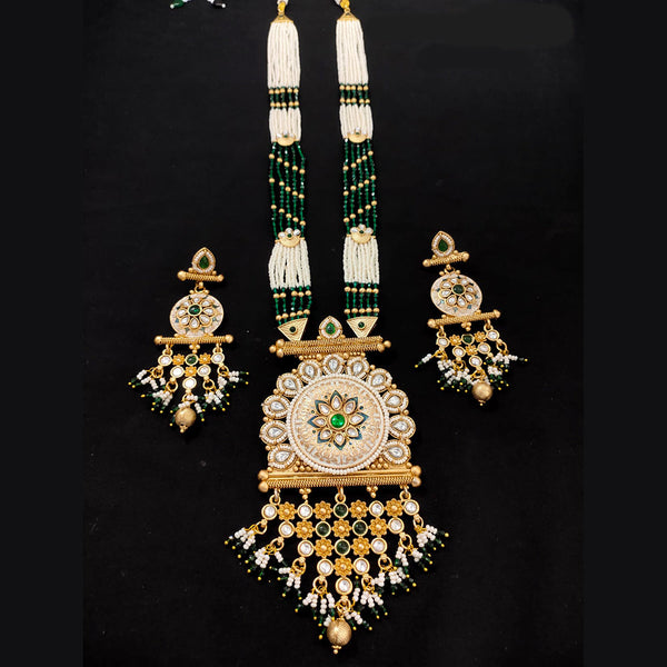 Lucentarts Jewellery Gold Plated Kundan And Pearl Long Necklace Set