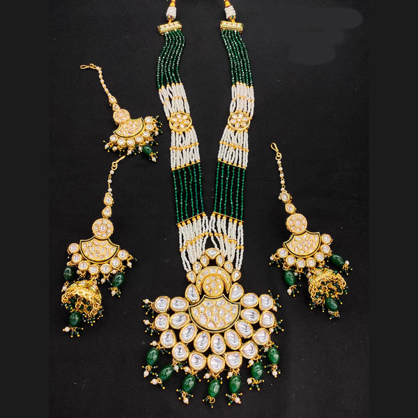 Lucentarts Jewellery Gold Plated Kundan And Pearl Long Necklace Set