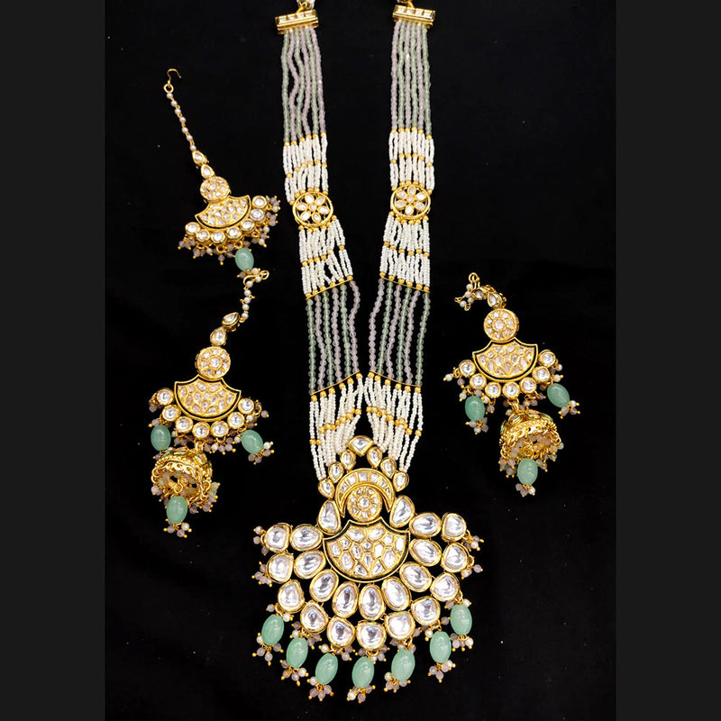 Lucentarts Jewellery Gold Plated Kundan And Pearl Long Necklace Set