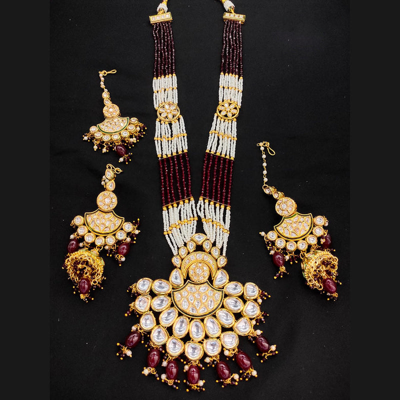 Lucentarts Jewellery Gold Plated Kundan And Pearl Long Necklace Set