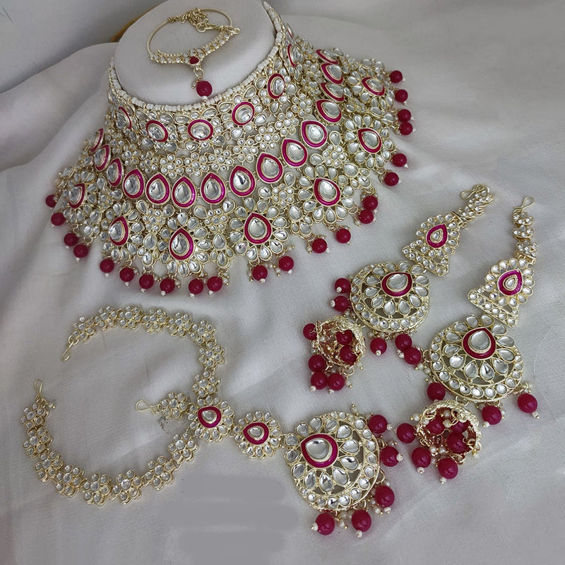 Lucentarts Jewellery Gold Plated Kundan Semi Bridal Set