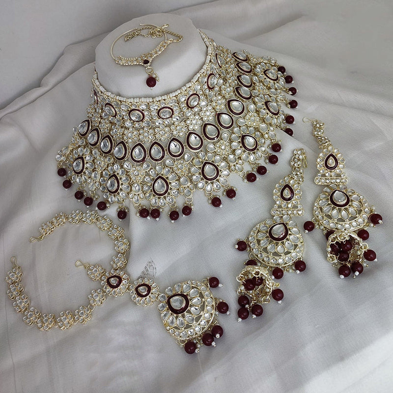 Lucentarts Jewellery Gold Plated Kundan Semi Bridal Set