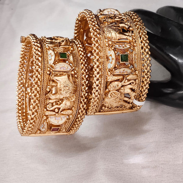 Lucentarts Jewellery Gold Plated Openable Meenakari Bangles Set