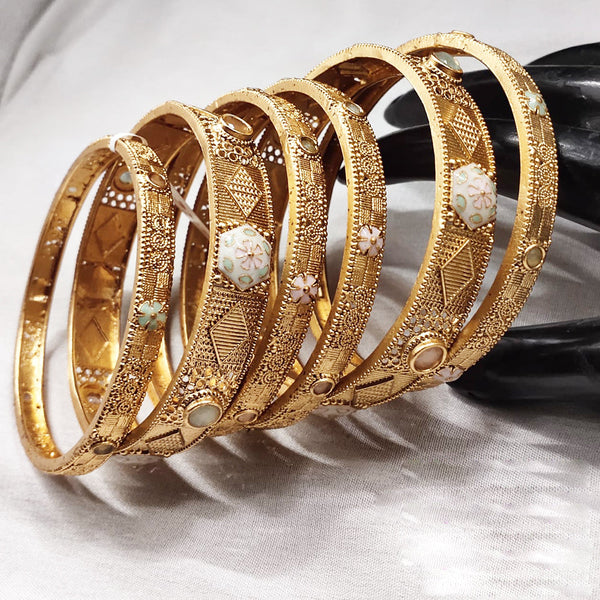 Lucentarts Jewellery Gold Plated Meenakari Bangles Set