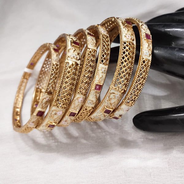 Lucentarts Jewellery Gold Plated Meenakari Bangles Set