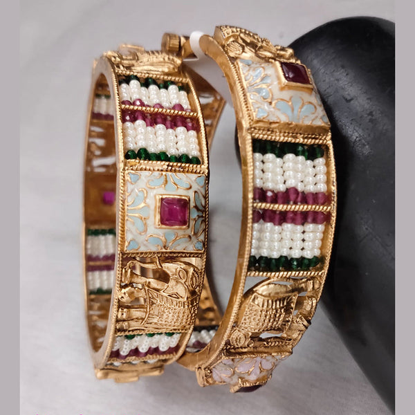 Lucentarts Jewellery Gold Plated Meenakari Bangles Set