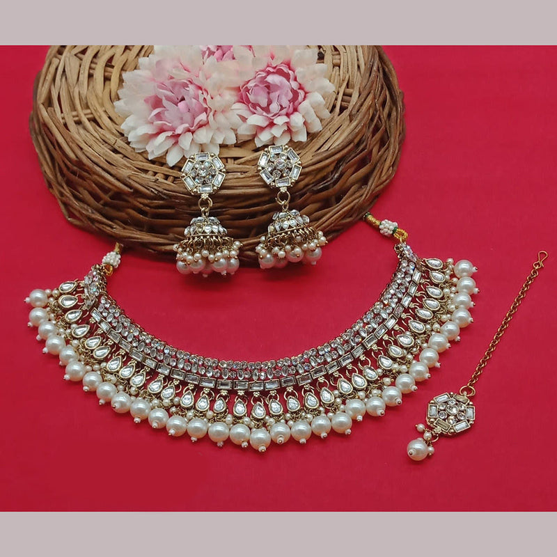 Lucentarts Jewellery Gold Plated Kundan Necklace Set