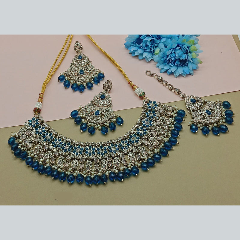 Lucentarts Jewellery Gold Plated Crystal Stone And Beads Necklace Set