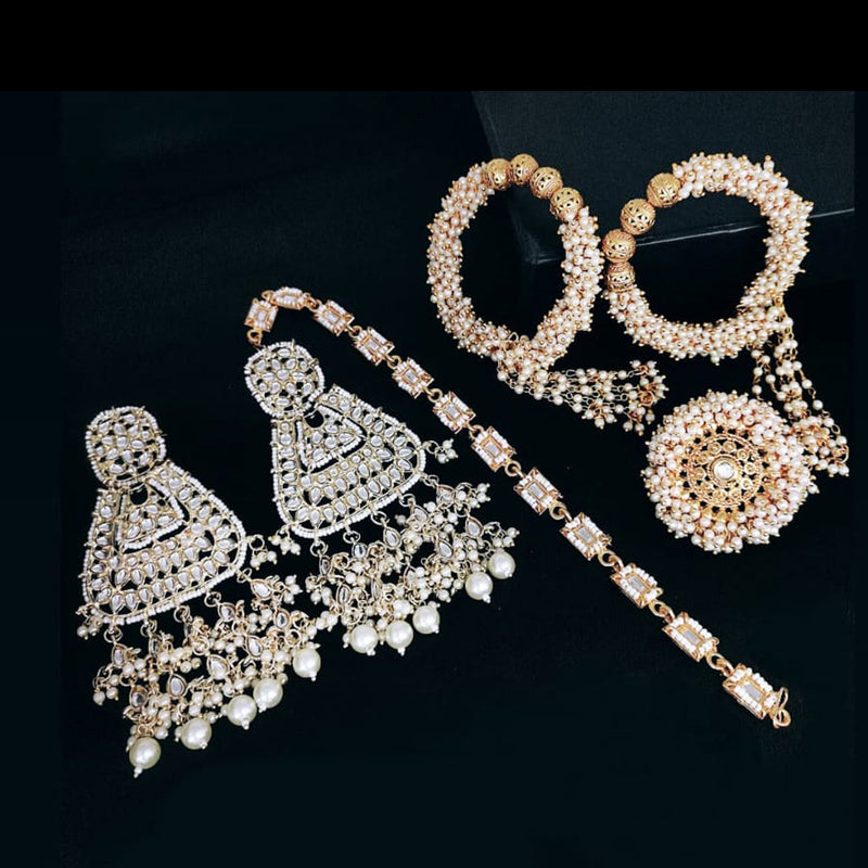 Lucentarts Jewellery Gold Plated Kundan Stone Combo Set