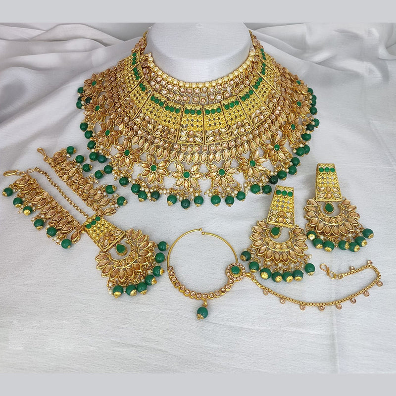 Lucentarts Jewellery Gold Plated Kundan Stone And Beads Necklace Set