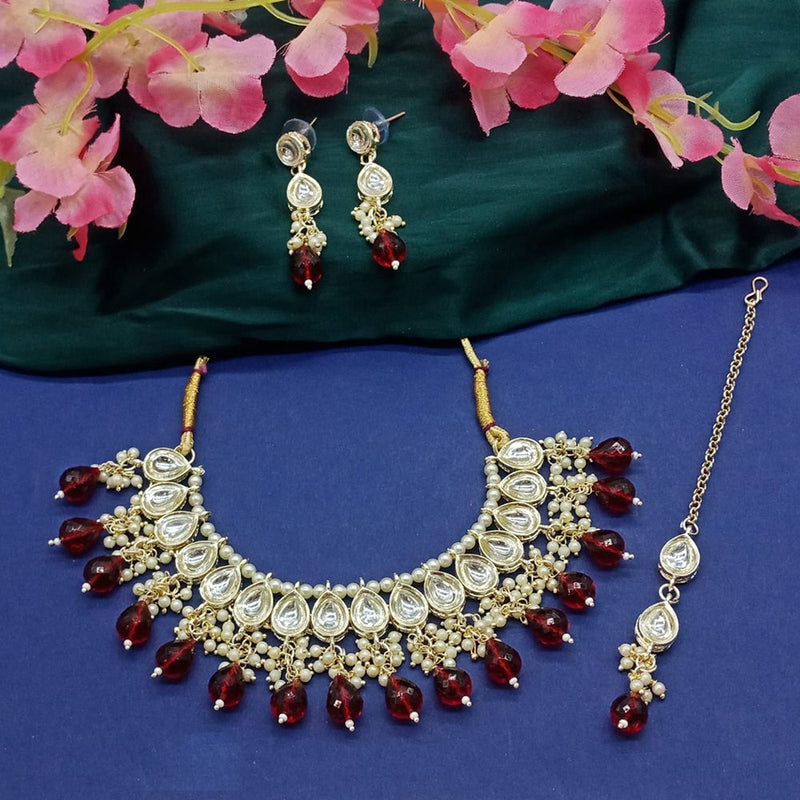 Lucentarts Jewellery Gold Plated Kundan Stone Necklace Set