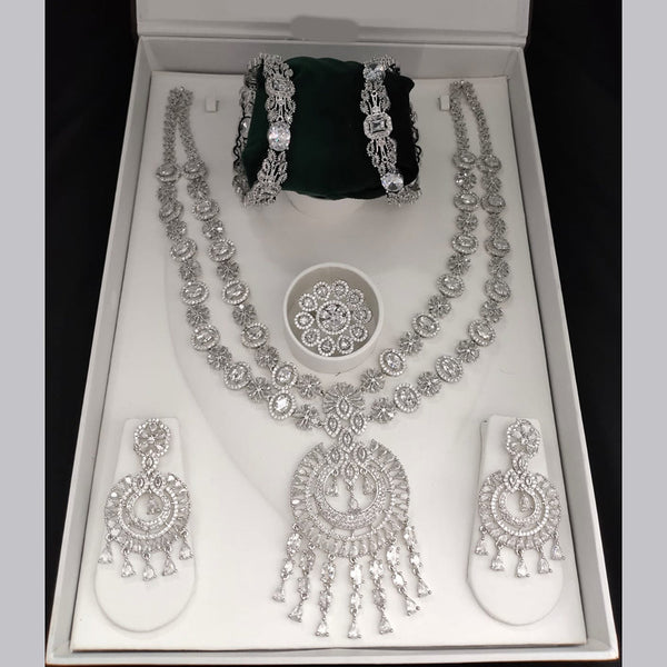 Lucentarts Jewellery Silver Plated AD Combo Set