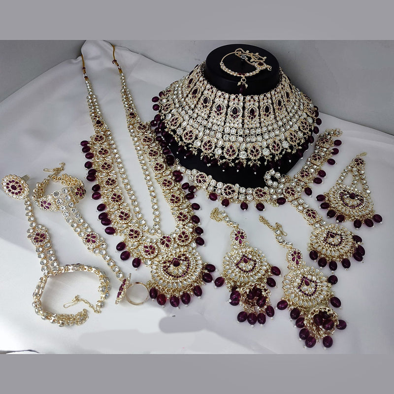 Lucentarts Jewellery Gold Plated Austrian Stone And Beads Bridal Set