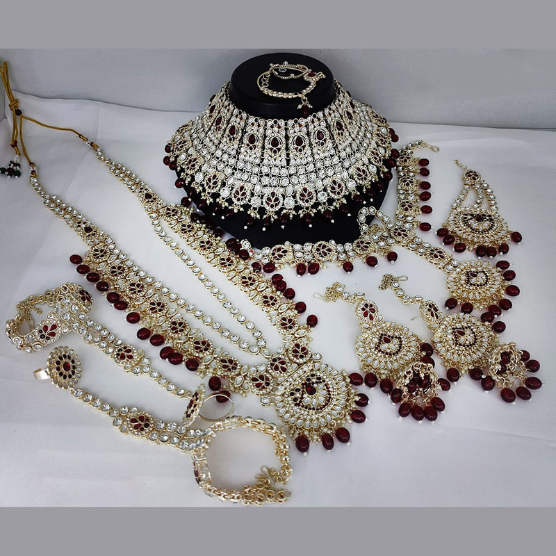 Lucentarts Jewellery Gold Plated Austrian Stone And Beads Bridal Set