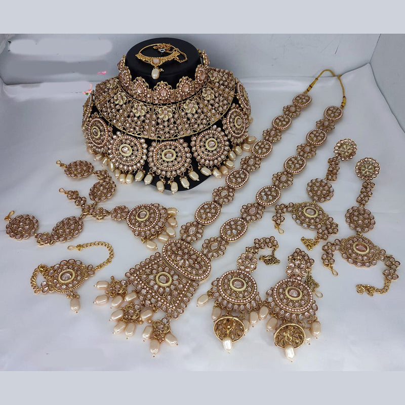 Lucentarts Jewellery Gold Plated Kundan Stone And Meenakari Bridal Necklace Set