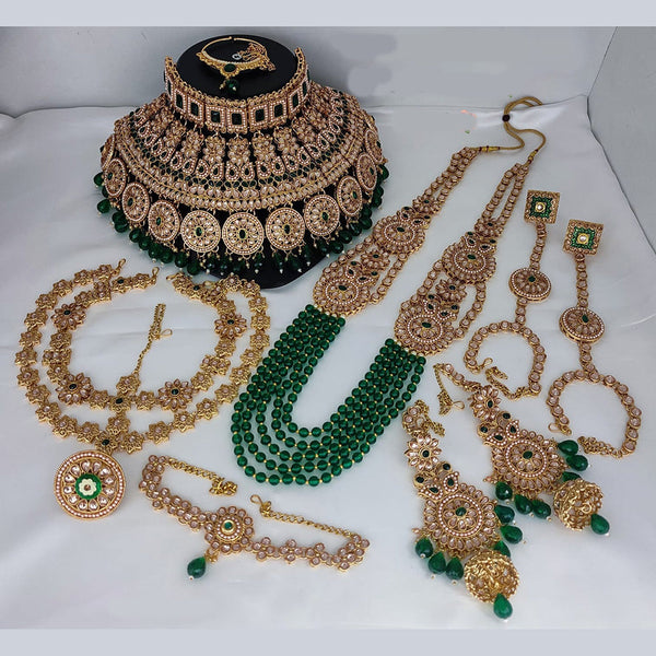 Lucentarts Jewellery Gold Plated Kundan Stone And Beads Bridal Set