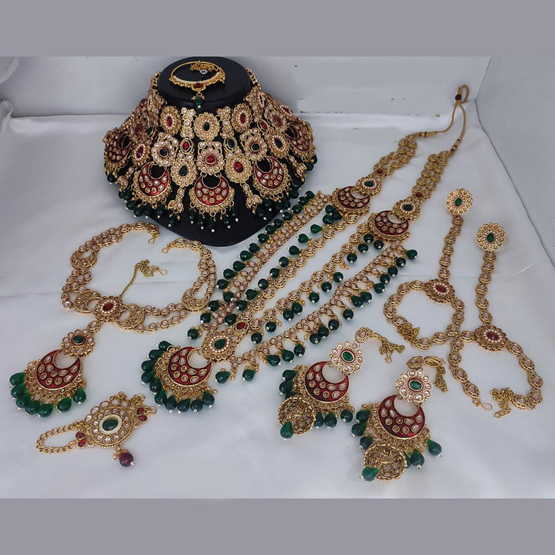 Lucentarts Jewellery Gold Plated Kundan Stone And Meenakari Bridal Necklace Set