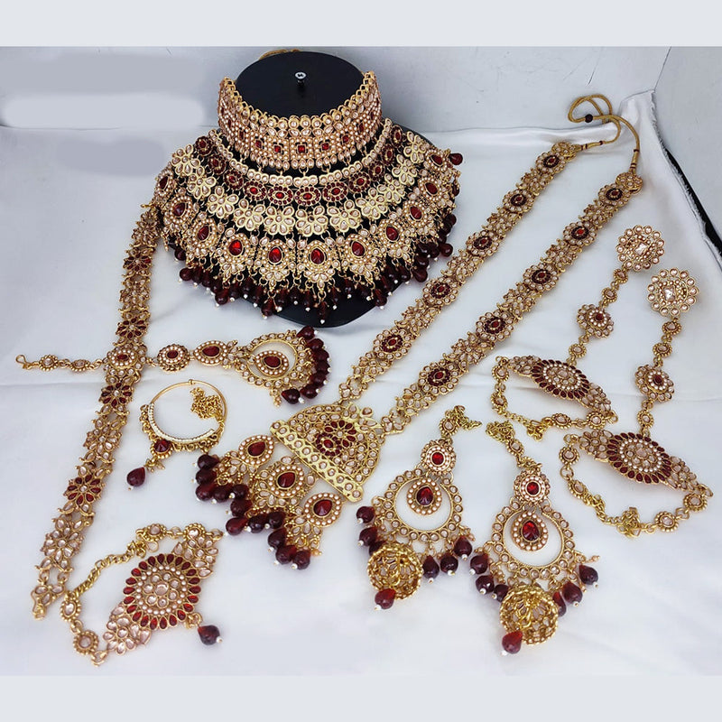 Lucentarts Jewellery Gold Plated Kundan Stone Bridal Necklace Set