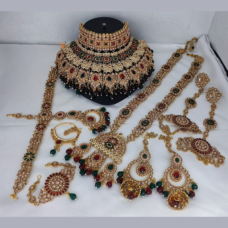 Lucentarts Jewellery Gold Plated Kundan Stone Bridal Necklace Set