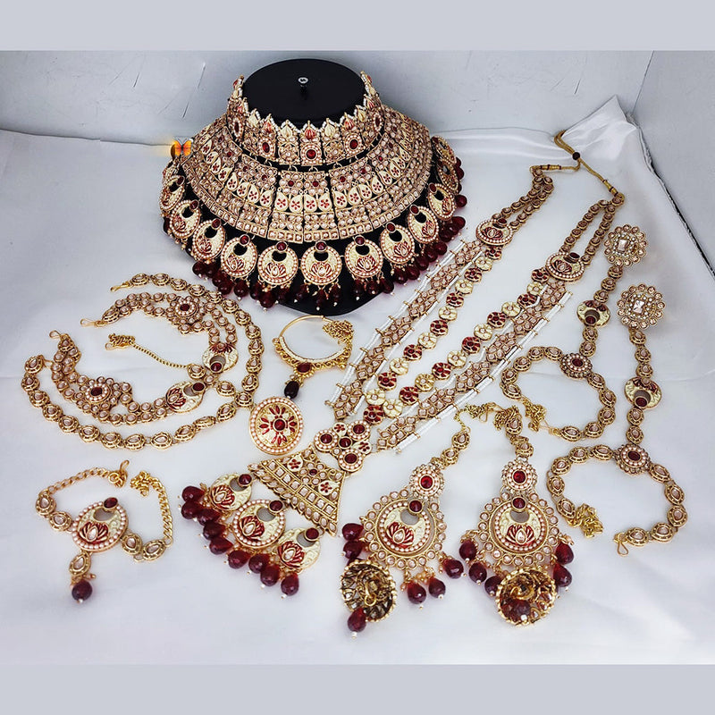 Lucentarts Jewellery Gold Plated Kundan Stone And Meenakari Bridal Necklace Set