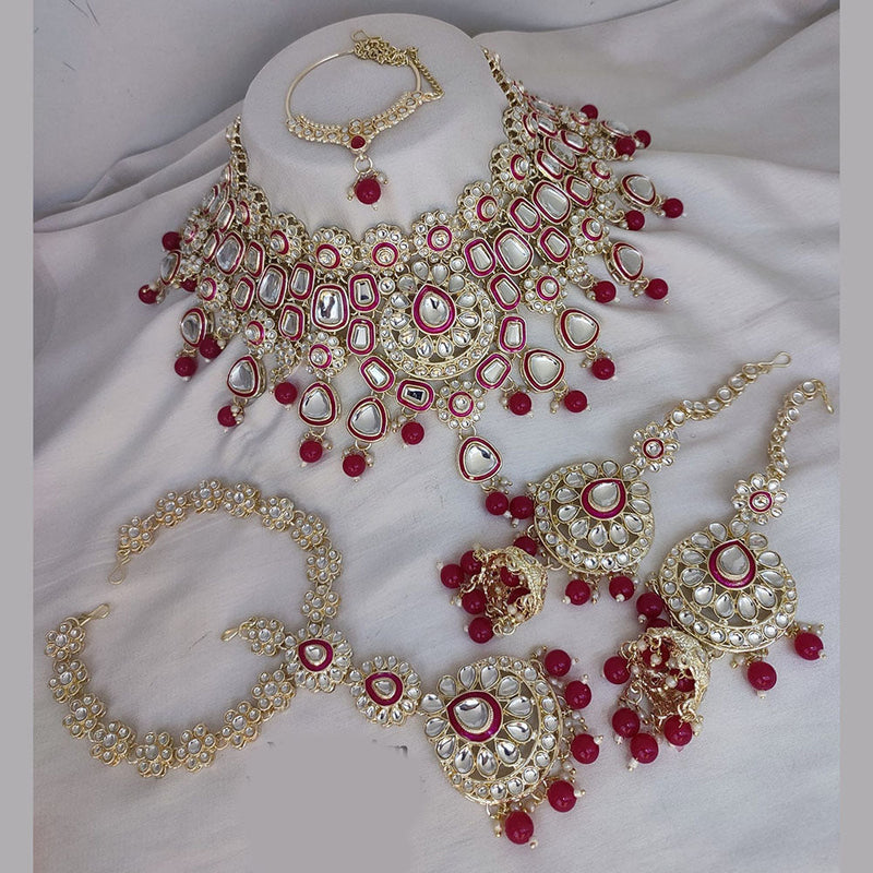 Lucentarts Jewellery Gold Plated Kundan Semi Bridal Set