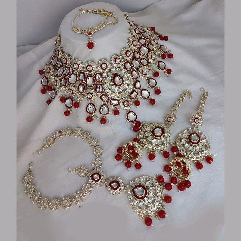 Lucentarts Jewellery Gold Plated Kundan Semi Bridal Set