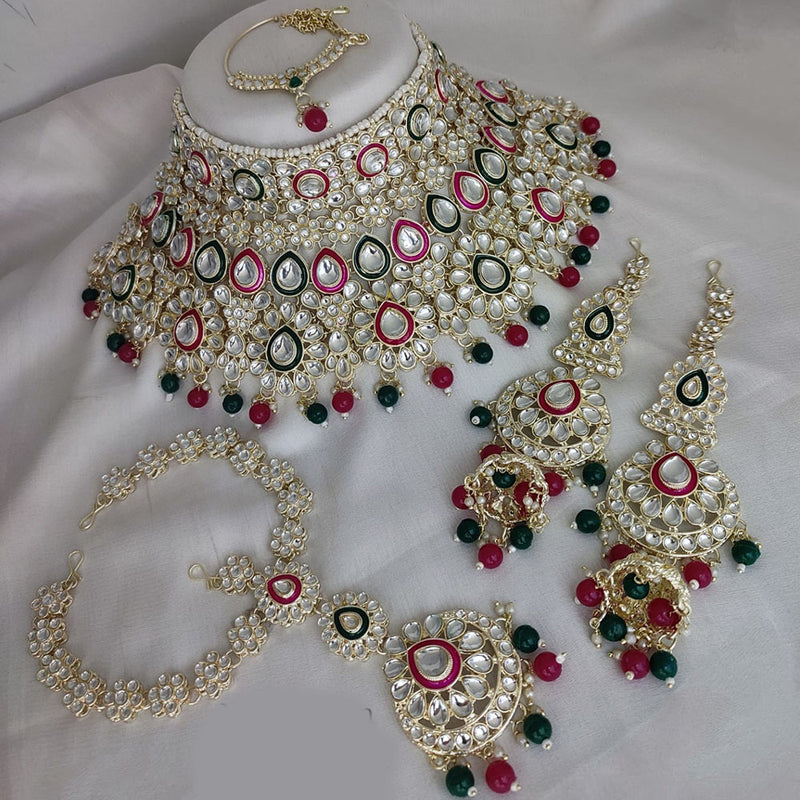 Lucentarts Jewellery Gold Plated Kundan Semi Bridal Set