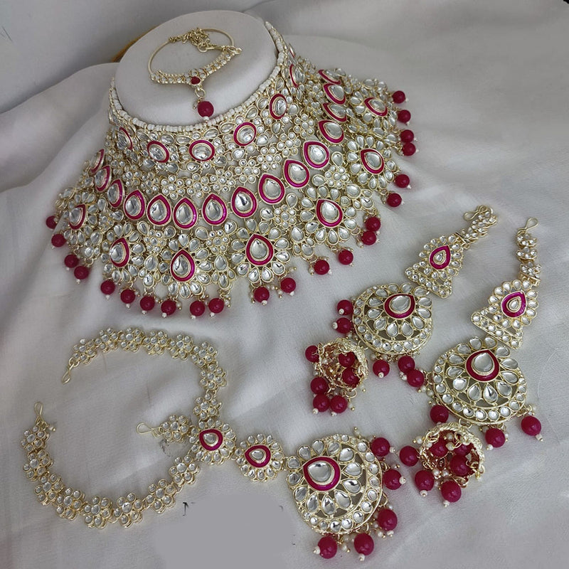 Lucentarts Jewellery Gold Plated Kundan Semi Bridal Set