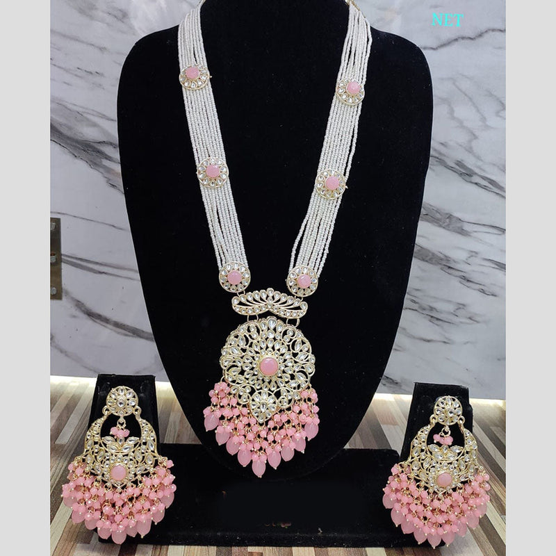 Lucentarts Jewellery Gold Plated Kundan And Pearl Long Necklace Set