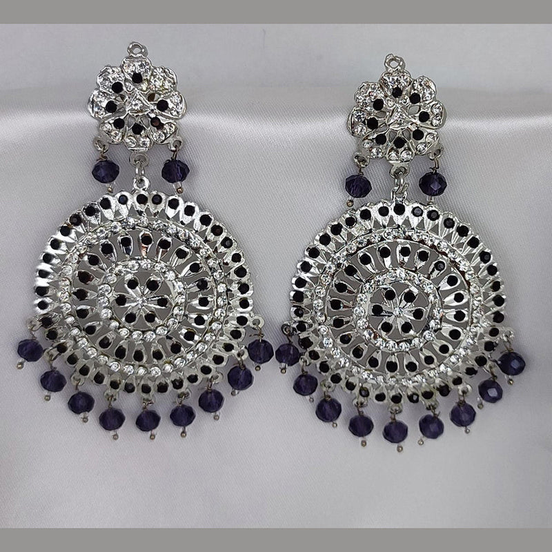 Lucentarts Jewellery Silver Plated Austrian Stone And Beads Dangler Earrings