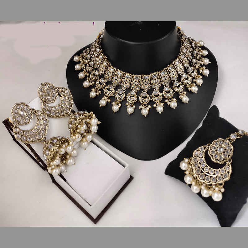 Lucentarts Jewellery Gold Plated Crystal Stone Necklace Set