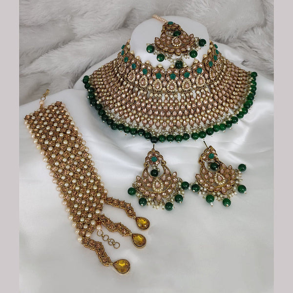 Lucentarts Jewellery Gold Plated Crystal Stone and Pearl Necklace Set