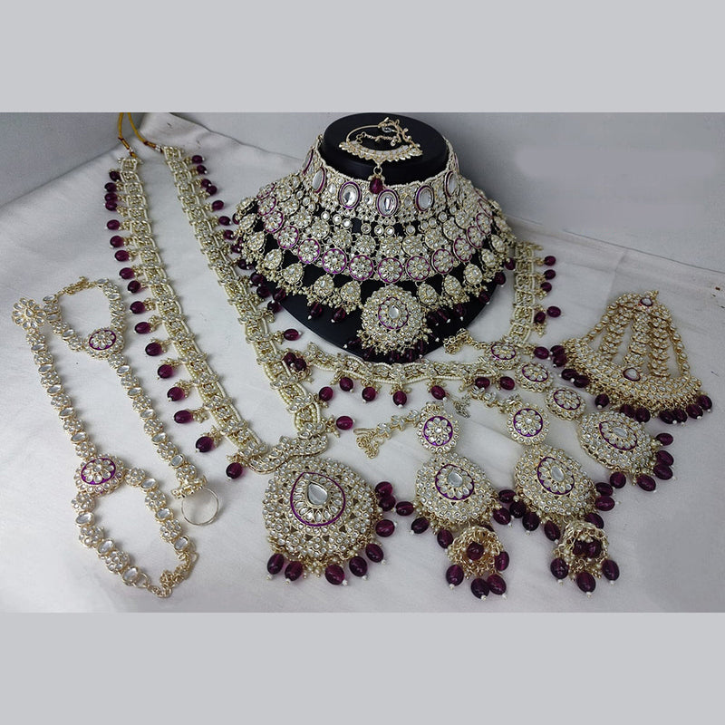 Lucentarts Jewellery Gold Plated Kundan And Meenakari Bridal Set