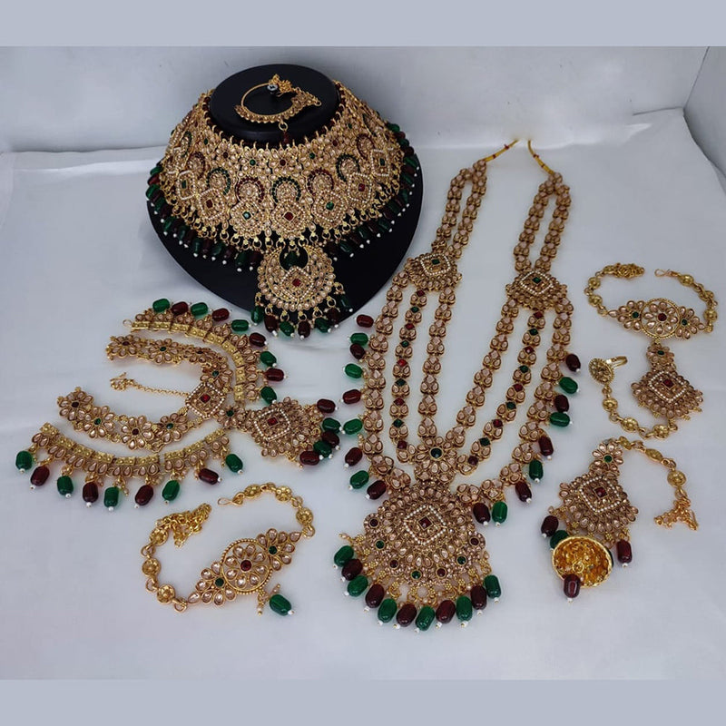 Lucentarts Jewellery Gold Plated Kundan Stone Bridal Necklace Set