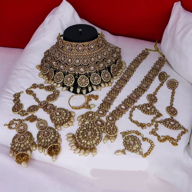 Lucentarts Jewellery Gold Plated Kundan Stone Bridal Necklace Set