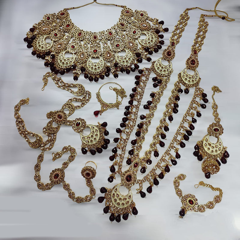 Lucentarts Jewellery Gold Plated Kundan Stone Bridal Necklace Set