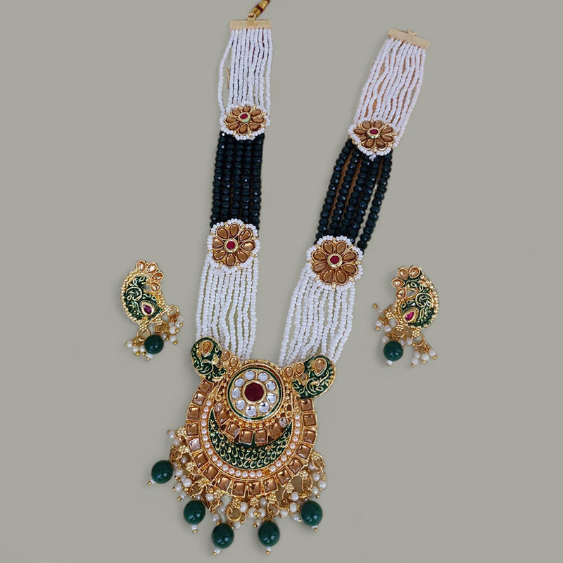 Lucentarts Jewellery Gold Plated Kundan Stone And Pearls Necklace Set