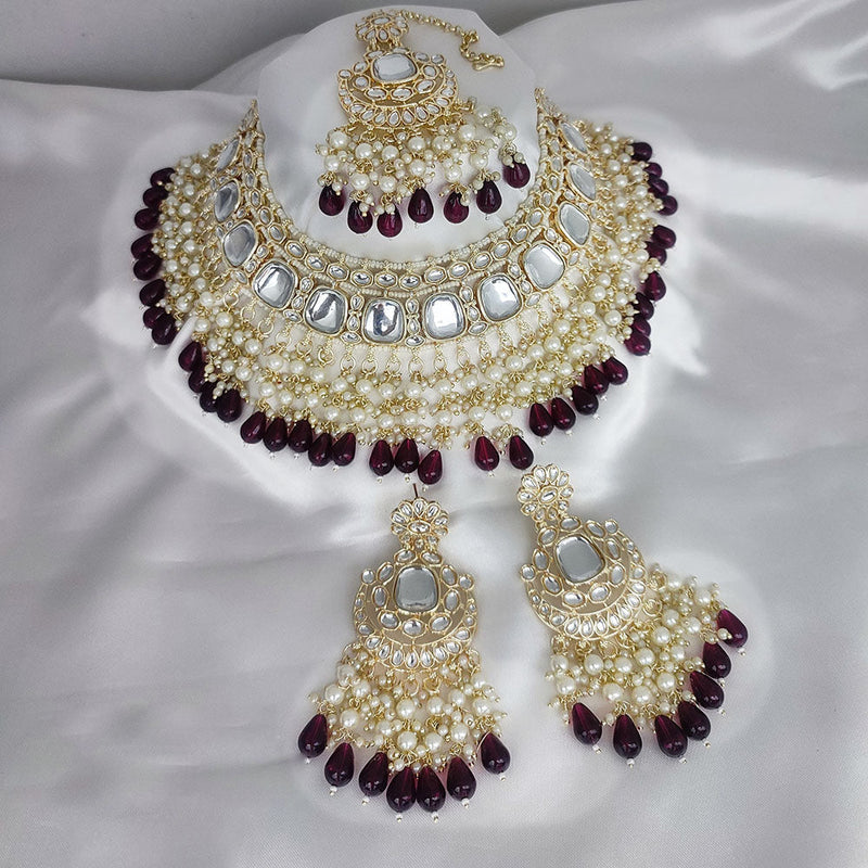 Lucentarts Jewellery Gold Plated Kundan And Pearl Necklace Set