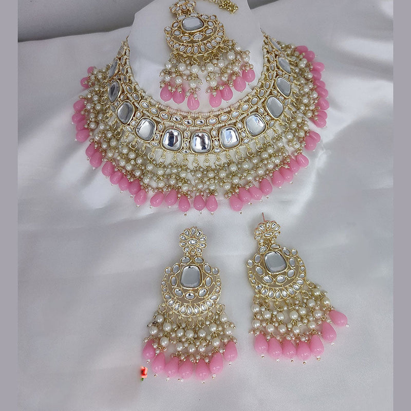 Lucentarts Jewellery Gold Plated Kundan And Pearl Necklace Set