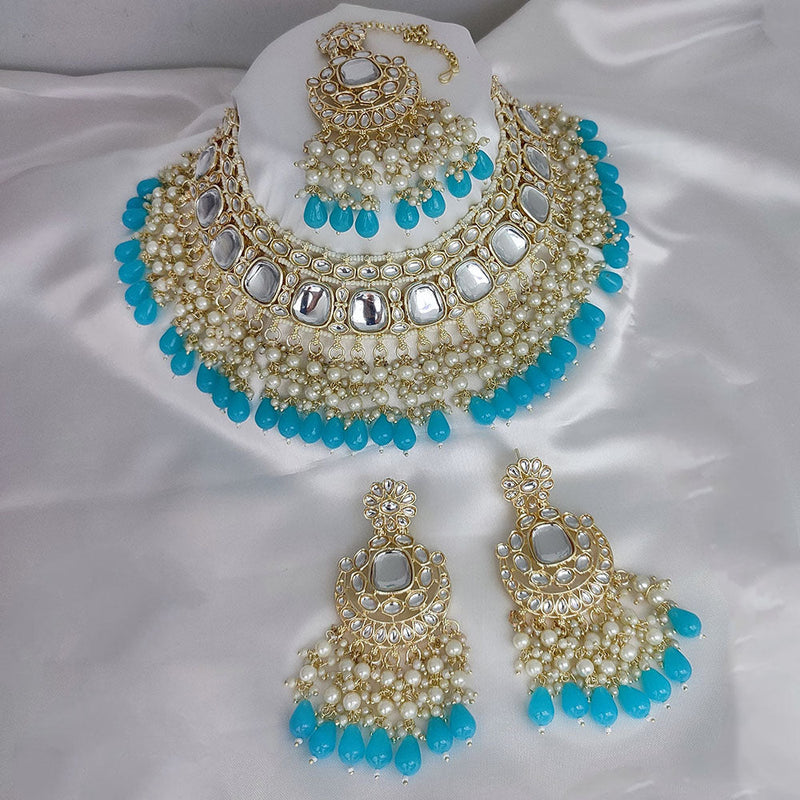 Lucentarts Jewellery Gold Plated Kundan And Pearl Necklace Set