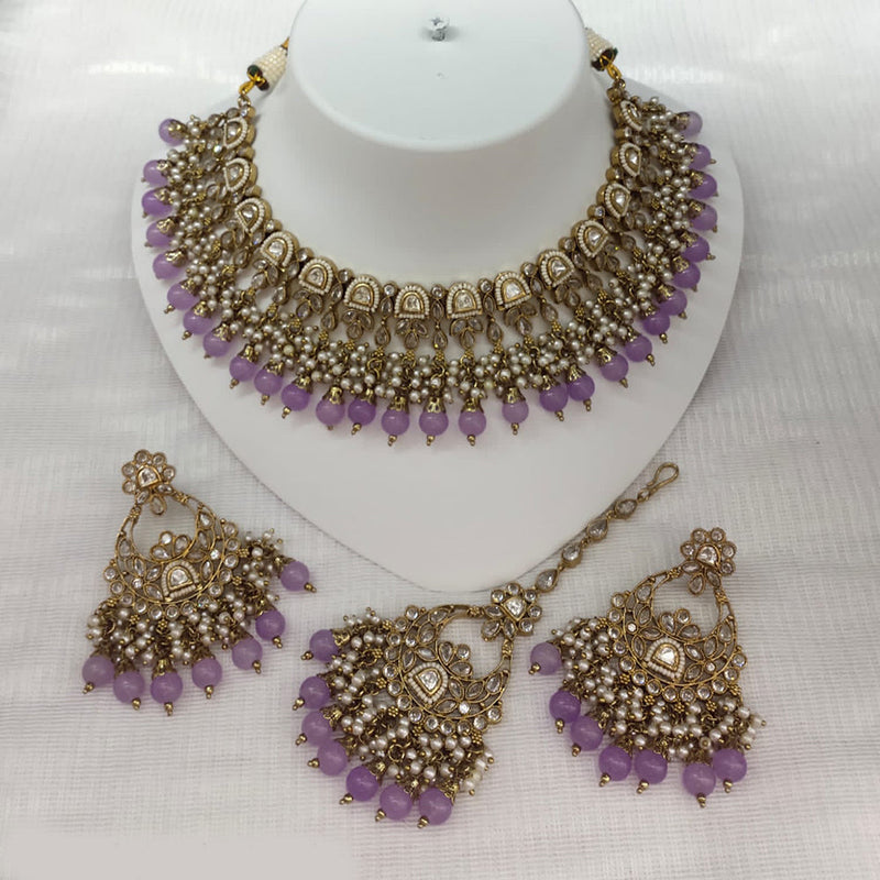 Lucentarts Jewellery Gold Plated Kundan Stone Choker Necklace Set