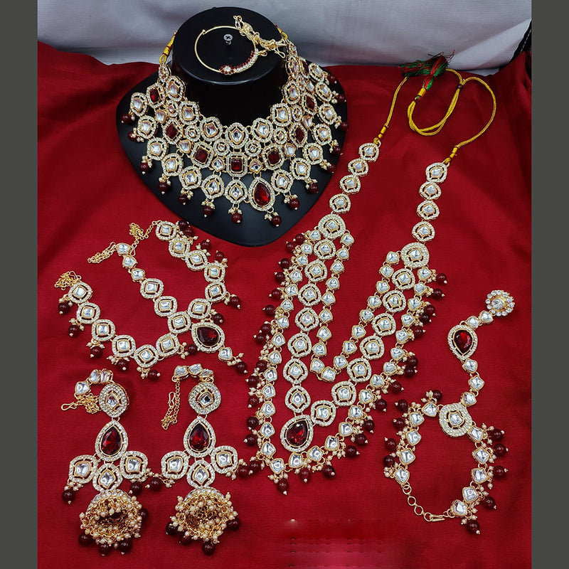 Lucentarts Jewellery Gold Plated Kundan Stone Bridal Necklace Set