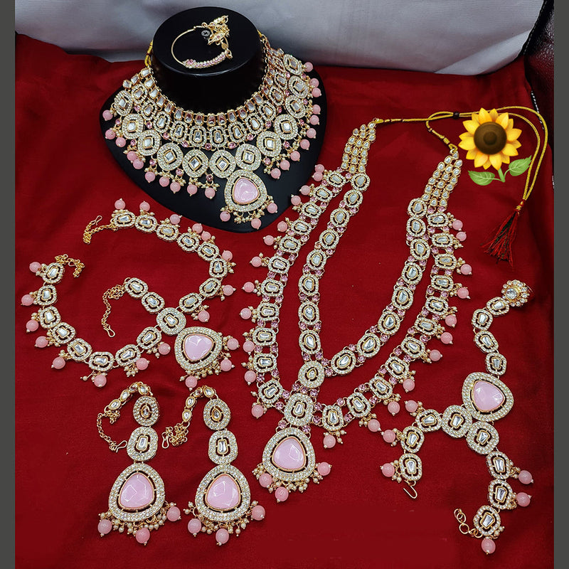 Lucentarts Jewellery Gold Plated Kundan Stone Bridal Necklace Set