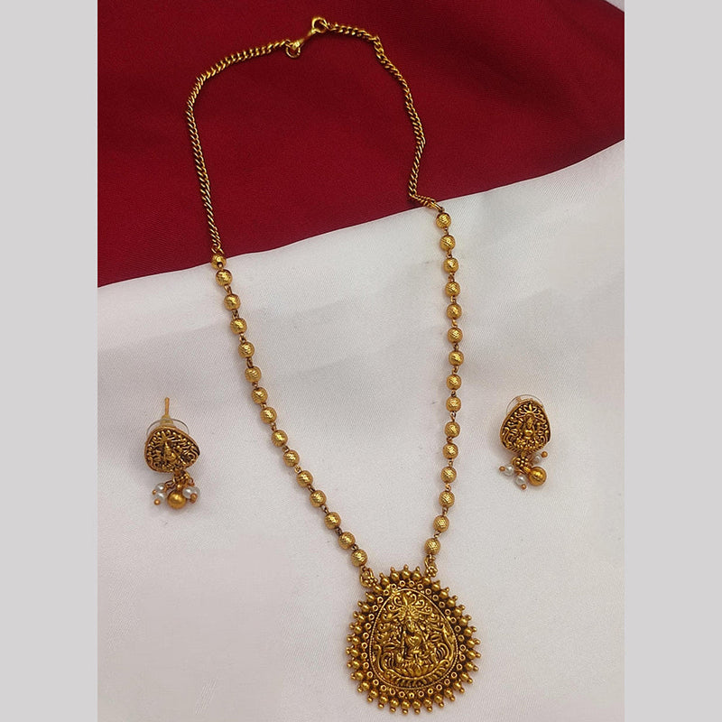 Lucentarts Jewellery Gold Plated Temple Pearls Necklace Set