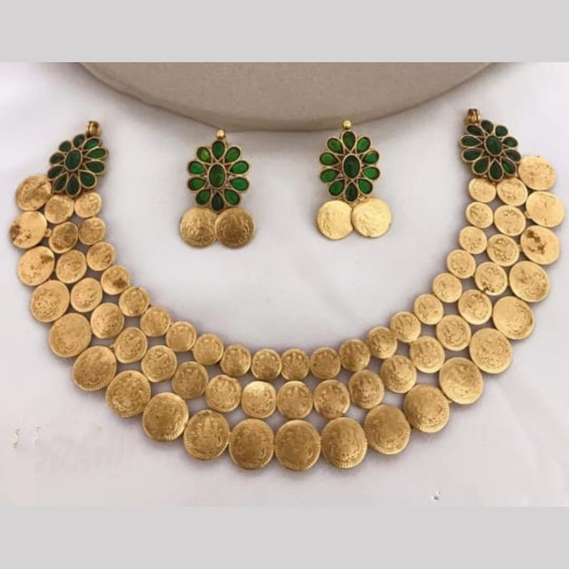 Lucentarts Jewellery Gold Plated Kundan Stone Temple Necklace Set